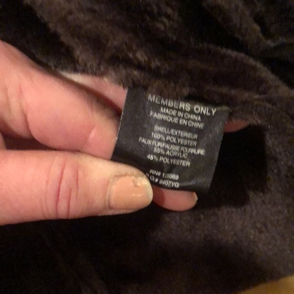 Members Only  size XL brown faux leather & fur zip front moto style pockets - Picture 13 of 15